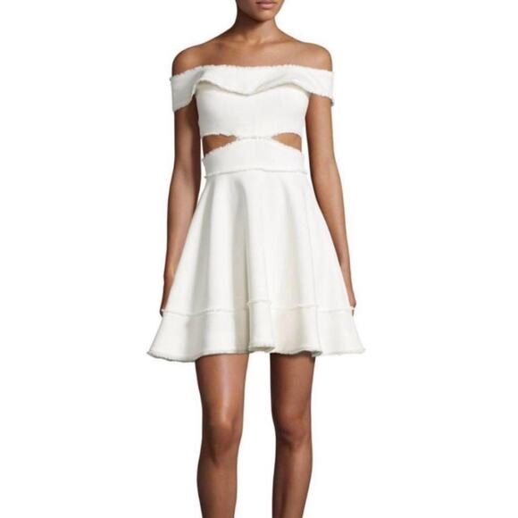 Cinq A Sept White Vanessa Ivory White Cut Out Fringe Dress, Size 2 - Picture 1 of 15